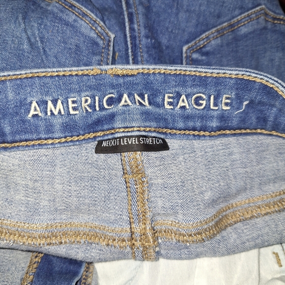 American Eagle Outfitters Blue Skinny Jeans High-Rise Stretch - Picture 4 of 6